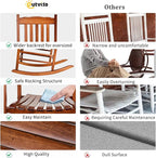 Outvita Outdoor Rocking Chair, Solid Wood High Back Rocker, All Weather Lounge - Image 7