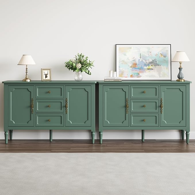 FansaFurn Green Storage Cabinet, Mid-Century Buffet Cabinet - Image 5