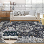 Area Rug 8x10 Washable Rug, Vintage Boho Medallion Rugs Non-Slip Soft Low Pile - Image 6