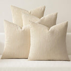 MIULEE Soft Corduroy Decorative Throw Pillow Covers Beige 18x18 | Set of 4 by MIULEE
