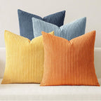 MIULEE Soft Corduroy Decorative Throw Pillow Covers Blue-Orange 18x18 | Set of 4 by MIULEE