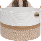 INDRESSME 115L Extra Large Cotton Rope Basket, Woven Baby laundry Blanket Basket by INDRESSME