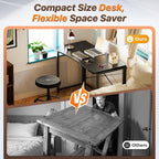Huuger Folding Desk for Small Spaces, 39.3 Inch Foldable Computer Table - Image 3