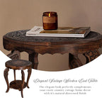 Farmhouse Round Accent End Table, Rustic Side Table Nightstands - Image 5