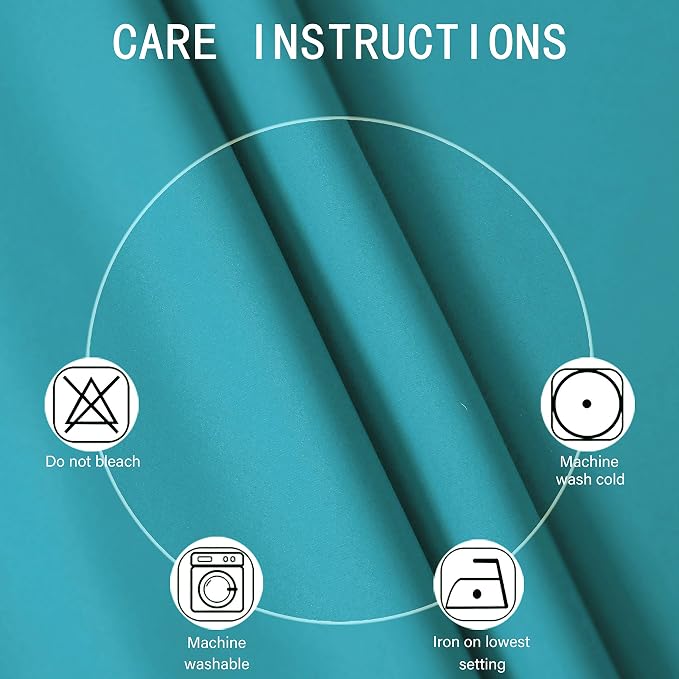 Teal Blackout Curtains 40 x 63 Inch Length/Set of 2 Curtain Panels/Thermal - Image 4