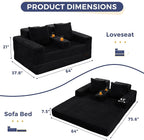 MAXYOYO Loveseat Sofa Bed, Striped Faux Fur Foldable Floor Sofa Couch in A Box - Image 3