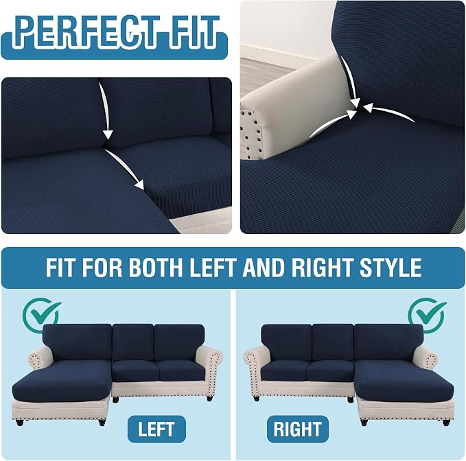 H.VERSAILTEX Sectional Couch Covers 6 Pieces Stretch Sofa Covers - Image 5