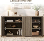 SICOTAS Buffet Cabinet with Storage Accent Sideboard with 4 Doors 66.3" Wide - Image 6