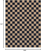Lahome Checkered Easy Jute Living Room Rug, 9x12 Outdoor Area Rugs Washable | - Image 2