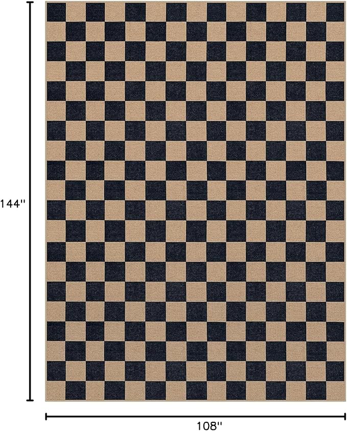 Lahome Checkered Easy Jute Living Room Rug, 9x12 Outdoor Area Rugs Washable | - Image 2