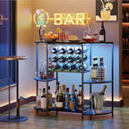 JKsmart Wine Bar Cabinet with LED Lights, Mini Wine Bar Cart with Storage and - Image 6
