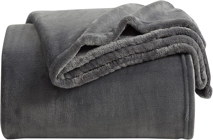 KMUSET Fleece Blanket Throw Size Dark Grey Lightweight Super Soft Cozy Fuzzy by COZYBLANKETHappyHomeLife