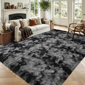4x6 Tie-Dyed Dark Grey Fluffy Area Rug Non-Slip by ModernHomeDecor