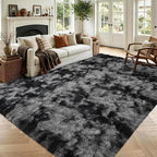 4x6 Tie-Dyed Dark Grey Fluffy Area Rug Non-Slip by ModernHomeDecor
