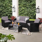 KROFEM 4-Piece Patio Furniture Set, Wicker Outdoor Rattan Sectional Sofa - Image 2