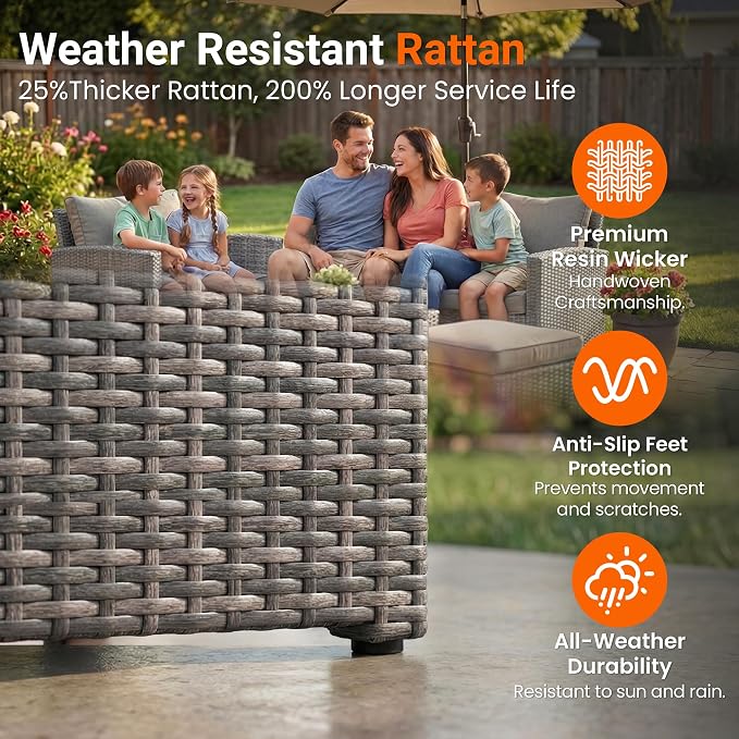 Wisteria Lane Patio Furniture Set, Wicker Outside Outdoor Furniture - Image 6