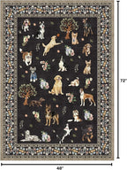 Black Floral Area Rug 4x6 for Bedroom Dining Room | Low Pile; Non Slip;Machine - Image 2