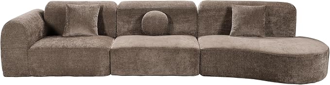 Merax 3-Piece 140" Curved Sectional Sofa Set, 4 Seat L-Shaped Modular Modern - Image 5