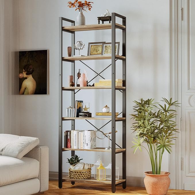 IRONCK Bookshelf 6-Tier Ladder Shelf 110 lbs or Shelf Display Shelf Vintage - Image 2