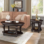 Round End Table for Living Room, Solid Wood Sofa Side Table - Image 2