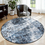 Rugflix Round Area Rugs 4Ft for Living Room, Washable Navy Blue Circle Rug | by RugflixAreaRugs