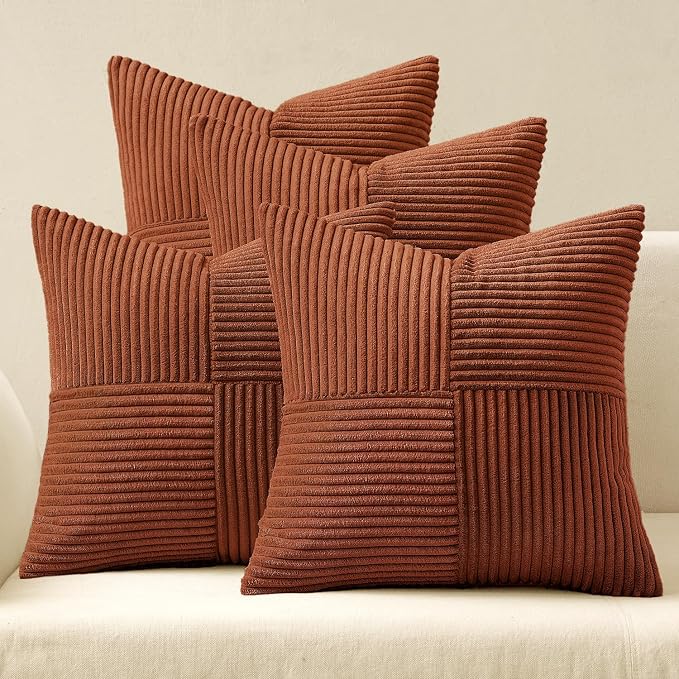 MIULEE Fall Boho Farmhouse Rust Decorative Throw Pillow Covers 20x20 Inch 4 by MIULEE