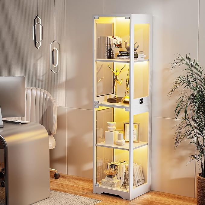 BROTTAR Glass Display Cabinet, 4-Tier Curio Cabinets - Image 8
