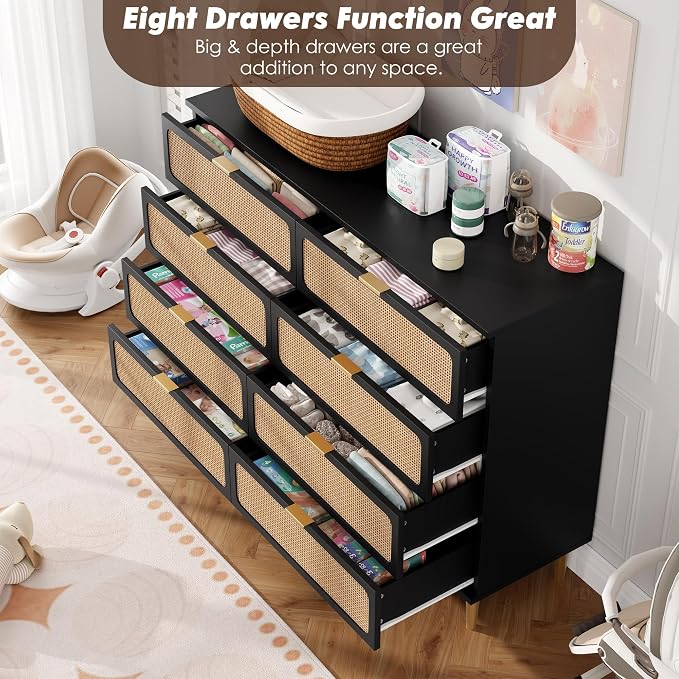 GarveeHome Rattan 8 Drawer Dressers - Image 4