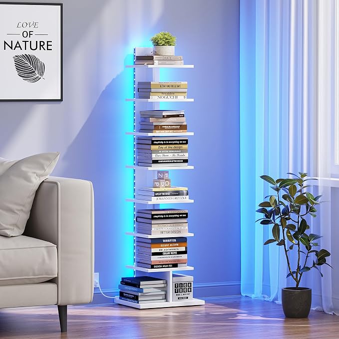 TUTOTAK Narrow Bookshelf, 8-Tier Bookcase - Image 3