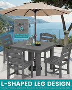 SERWALL Outdoor Dining Set for 4, HDPE Square Table and Chairs Set All Weather - Image 4