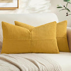 MIULEE Mustard Yellow Decorative Lumbar Throw Pillow Covers 12x20 in 2 Pack | by MIULEE