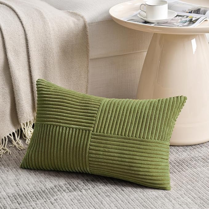Fancy Homi 2 Packs Moss Green Lumbar Decorative Throw Pillow Covers 12x20 Inch - Image 2