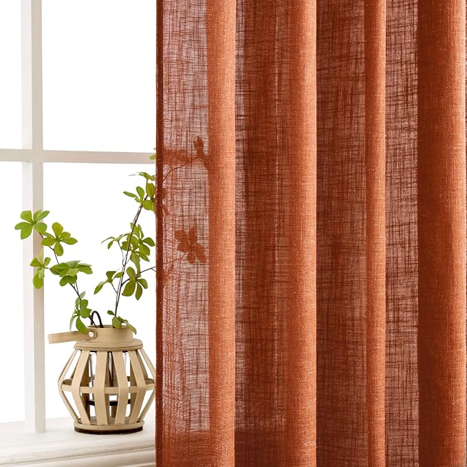 MIULEE Rust Fall Curtains 52x84 Inch 2 Panels - Image 5