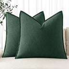 MIULEE Decorative Linen Euro Sham Pillow Covers 24x24 Dark Green | Boho by MIULEE