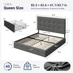 Allewie Upholstered Queen Size Platform Bed Frame - Image 2