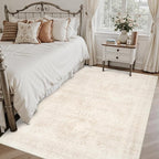 4x6 Area Rugs Living Room: Bedroom Neutral Washable Carpet Beige | Large - Image 2
