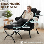 Welnow Lazy Chair with Ottoman, Modern Accent Chair with Armrests and a Side - Image 8