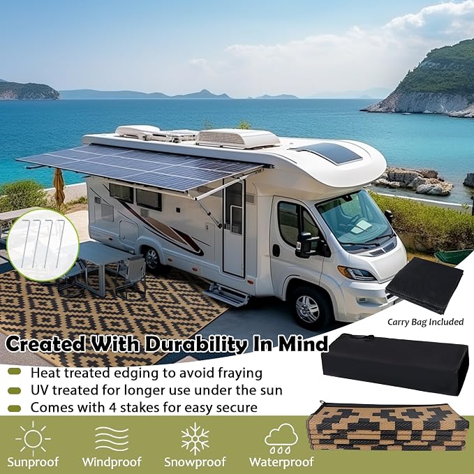 SAND MINE Reversible Mats, Plastic Straw Rug, Modern Area Rug, Large Floor Mat - Image 4