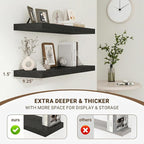Acovy 32 Inch Floating Shelves, 3D Textured Wood Grain, Wooden Shelves - Image 5