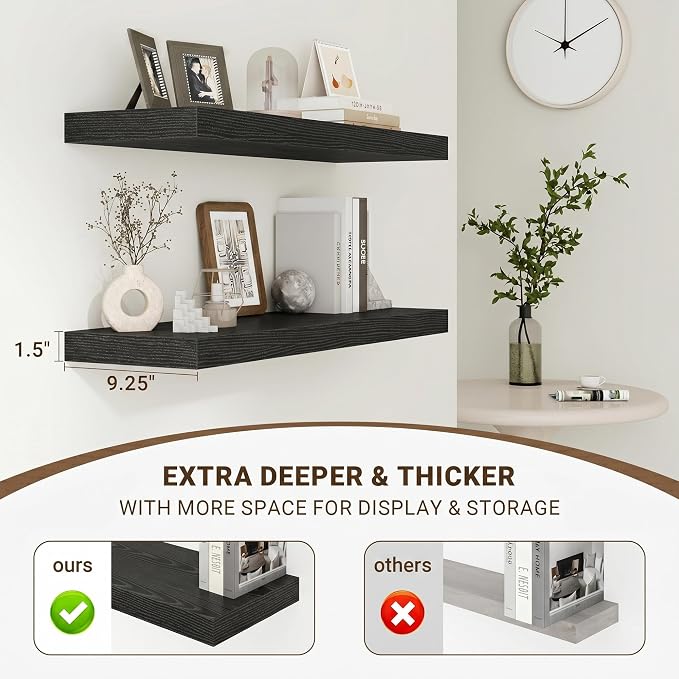 Acovy 36 Inch Floating Shelves, Wooden Shelves - Image 4
