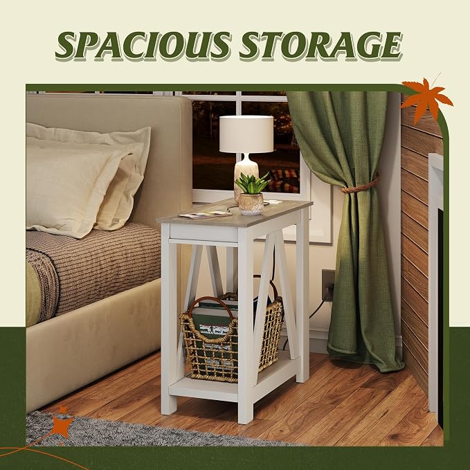 WLIVE Farmhouse End Table, Narrow Side Table - Image 8