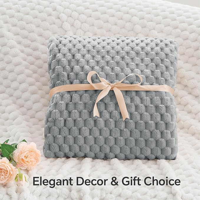 BEDELITE Grey Twin Blanket for Couch, Soft Cozy Gifts for Women, 60 * 80 | 3D - Image 4