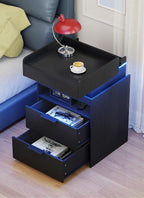 Turosur LED Night Stand with Gun Drawer, Smart Nightstand with Hidden Charging - Image 2