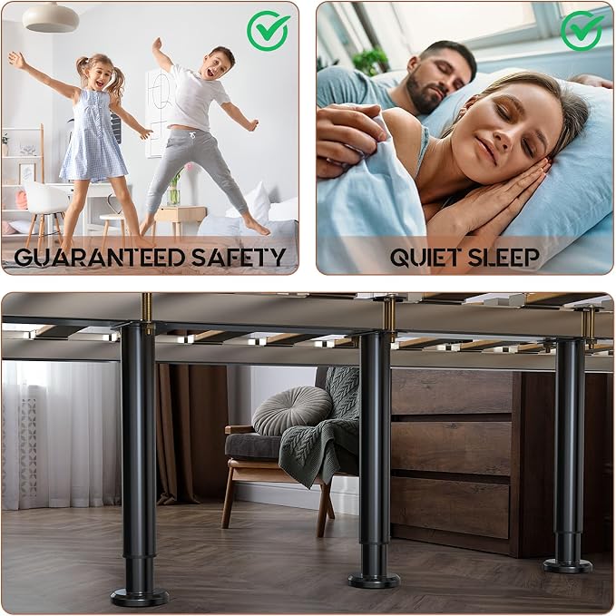 6Pcs Bed Frame Support Leg, Adjustable Height 5.8"-9", Extra Sturdy Steel Bed - Image 4