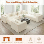 MONVANE Modular Sectional Sofa, Oversized 8 Seat Convertible U Shaped Couch - Image 3
