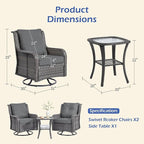 Wumiokio Patio Furniture Sets, 3 Pieces Wicker Outdoor Furniture - Image 3