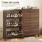 YOMILUVE Shoe Cabinet Storage for Entryway, Fluted Shoe Cabinet - Image 7