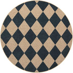 Lahome Checkered Easy Jute Round Rug 4ft, Outdoor Entryway Rug Washable | Black - Image 8