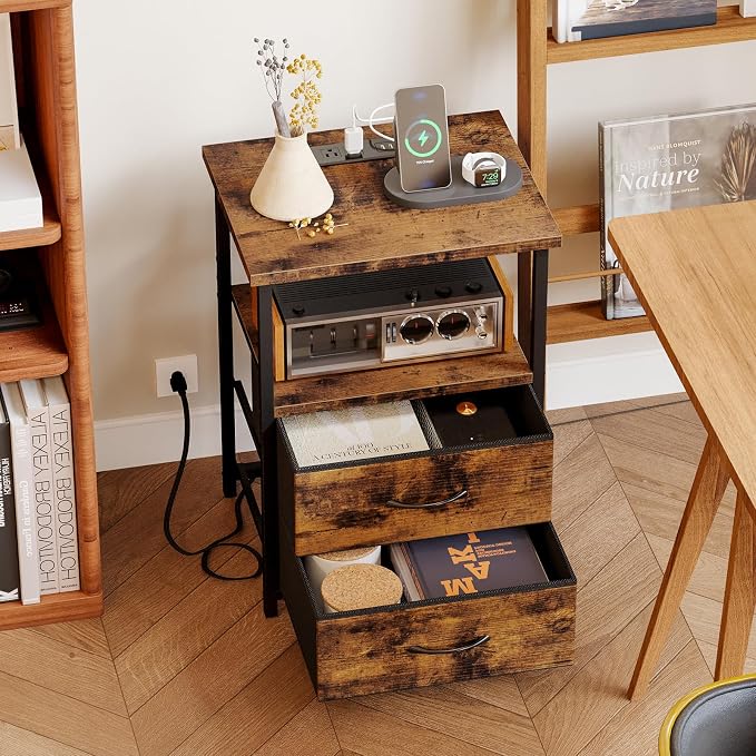 Fixwal Night Stand with Charger Station, Nightstand with Charging Station & - Image 8