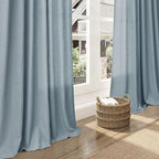 Light Blue Linen Curtains 102 Inches Long Rod Pocket Back Tab Drapes 2 Panels - Image 6